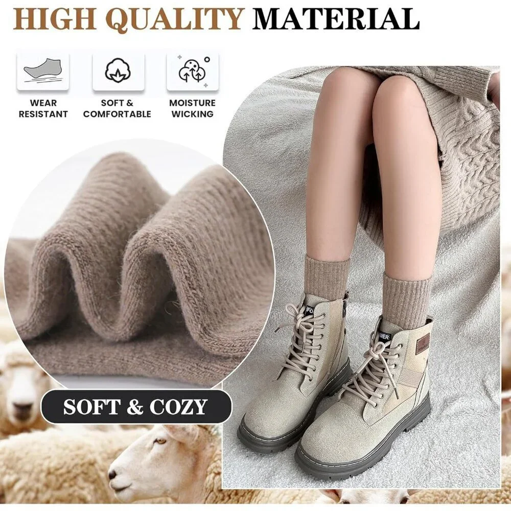 Women's Assorted Merino Wool Hiking Warm Winter Cozy Comfy Boot Socks